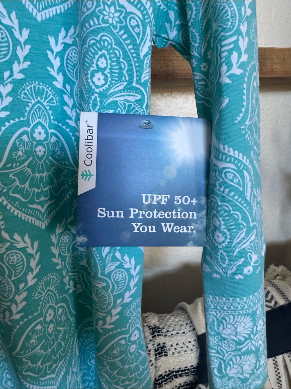 Coolibar Turquoise Paisley-Print Swim Cover-Up Tunic - Picture 5 of 7